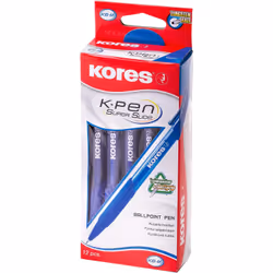 Kores 37611 stylo à bille Bleu Stylo à bille rétractable avec clip Moyen 12 pièce(s)