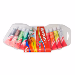 Kores FF72412, Noir, Bleu, Vert, Orange, Rose, Rouge, Blanc, Jaune, Pinceau à peinture, Boîte en plastique, 12 pièce(s)