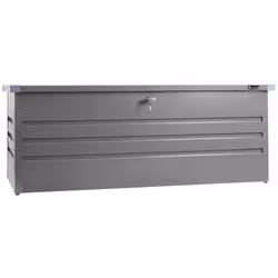Coffre de rangement extérieur en acier galvanisé Idéal pour ranger les accessoires de piscine et de jardin Equipé de deux pis ...