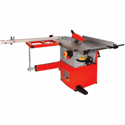 Scie circulaire avec un excellent rapport qualité-prix. Chariot de sciage ras de lame en aluminium. Table de sciage en fonte  ...