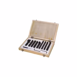 Jeu d'outils 9 pièces pour tour à métaux HOLZMANN Fiche tecique: Poignée de 12 mm. Poids net/ brut 4/ 4,5 kg Embalage 35x220x ...