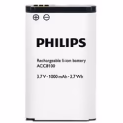 Philips ACC8100, Batterie rechargeable, Lithium-Ion (Li-Ion), 3,7 V, 1000 mAh, 3,7 Wh, Blanc