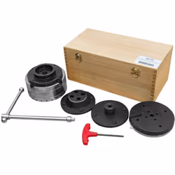 Coffret de mandrin composé d'un mandrin autoserrant 4 mors Ø 125mm / M33 1. Pince 55-100 / 71-124 mm. 2. Mors de serrage 14-6 ...