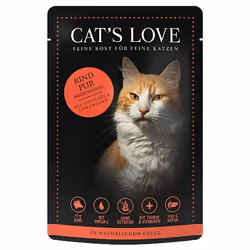 Cat's Love NOURRITURE HUMIDE POUR CHATS ADULTE BOEUF PUR, Adulte, Bœuf, 85 g, Sans grain, Pas de couleurs artificielles