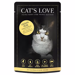 Cat's Love NOURRITURE HUMIDE POUR CHATS ADULTE POULET PUR, Adulte, Poulet, 85 g, Sans grain, Pas de couleurs artificielles