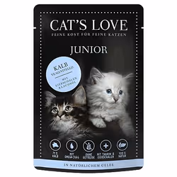 Cat's Love NOURRITURE POUR CHATONS JUNIOR VEAU PUR, 85 g, Sans grain, Pas de couleurs artificielles