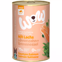 WOW.Pet 9120063681501, Adulte, Toutes races, Saumon, 400 g, Sans sucre, Sans soja