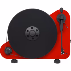 Pro-Ject VT-E R, Tourne-disque entraîné par courroie, Automatique, Rouge, Aluminium, Acier inoxydable, Silicium, Panneaux MDF