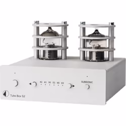 Pro-Ject Tube Box S2, Argent, 20 - 20000 Hz, 2000 Ohm, 63 dB, 0,05%, 1 A