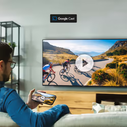 Thomson Q70 Series Smart MiniLED TV 55; Google TV; 3840 x 2160 (4K UHD), 1500000:1, LED, 144 Hz, /T2/C/S/S2, HDR10, , , LAN, HDMI 4 (2.1), USB 2 (2.0) + 1 (3.0), Central Stand, Black 55" 4K Ultra HD Smart TV Noir 1000 cd/m² - Vue supplémentaire 4