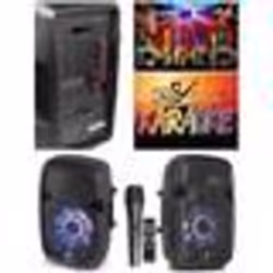 SONO ENCEINTE PORTABLE 8 PARTY KARAOKE SUR BATTERIE /SD/USB/BT/MP3 + MICRO HQ LEDS RGB + Télécommande pour la fête en KARAOKE