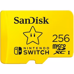 Carte microSDXC - SanDisk - 256 Go - Compatible Nintendo Switch - Vitesse de 100 Mo/s - Jaune