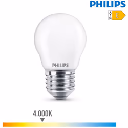 Ampoule LED E27 6,5W lumière équivalente à 60W. Teinte de lumière : Blanc Naturel 4000K - angle d'éclairage à 360°. Flux lumi ...