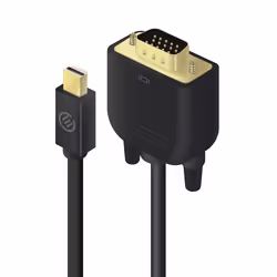 ALOGIC MDP-VGA-02-MM, 2 m, Mini DisplayPort/VGA, Mâle, Or, Noir