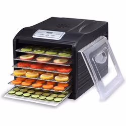 Déshydrateur daliments Biochef Arizona 6 Plateaux - Séchage uniforme - Porte transparente - Sans BPA - Noir