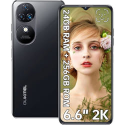 OUKITEL C38 Telephone Portable 24Go + 256Go/ TF 1To Écran 6.6 2K FHD+ 5180mAh 48MP+32MP Android 13 Smartphone Dual SIM 4G Noir