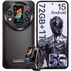 OUKITEL WP200 Pro 5G Téléphone Incassable 72Go+1To 6.7 Android 15 Smartphone Robuste 108MP avec Montre Détachables WiFi6/NFC