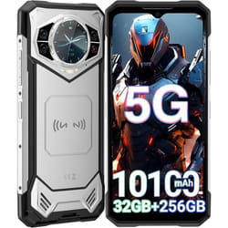 Smartphone Robuste DOOGEE S200 5G 32GB+256GB 10100mAh 672+1.32 Telephone Incassable Android 14 100MP Caméra Dual SIM/NFC Argent