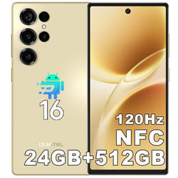 Smartphone Pas Cher OUKITEL C66 24GB+512GB Telephone Portable 673 5000mAh Smartphone Android 16 64MP Dural SIM 4G/NFC Jaune
