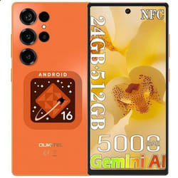 Smartphone Pas Cher OUKITEL C66 24GB+512GB Telephone Portable 673 5000mAh Smartphone Android 16 64MP Dural SIM 4G/NFC Orange