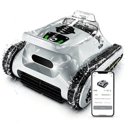 Robot Piscine Sans Fil 180min&200m² dAutonomie Nettoyage Fond Parois et Ligne deau Contrôle Via App Aspirateur Puissant