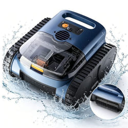 Robot Piscine Sans Fil Autonomie 180Min&200m² Nettoie Sol/Parois/Ligne d'Eau Double Filtration Ultra-Fine Puissant Filtration 3L