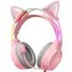 ONIKUMA X15 PRO CAT EARS Casque Gaming RGB Micro Haute Sensibilité - Rose