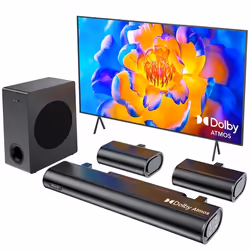 Hiwill A51 Barre de Son TV 5.1 Dolby - 380W Avec Caisson 525 2 Enceintes Surround - Noir