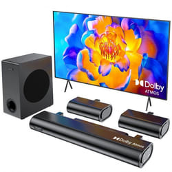 Hiwill A51 Barre de Son TV 5.1 Dolby - 380W Avec Caisson 525 2 Enceintes Surround - Noir