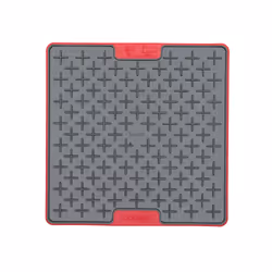 LickiMat Tuff Buddy Deluxe, Carré, Gris, Rouge, Polypropylène, Caoutchouc thermoplastique (TPR), Monochromatique, 200 mm, 200 ...