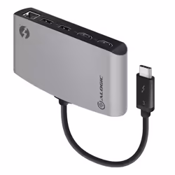 ALOGIC TB3D2DPBL-SGR, Thunderbolt 3, DisplayPort, RJ-45, USB 3.2 Gen 1 (3.1 Gen 1), Noir, Gris, Windows 10, Mac OS X 10.12 Si ...