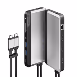 ALOGIC U2CSH-SGR, Avec fil, USB 3.2 Gen 1 (3.1 Gen 1) Type-C, 100 W, 100,1000 Mbit/s, Noir, Argent, MicroSD (TransFlash), SD