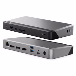 ALOGIC MX3, Avec fil, USB 3.2 Gen 1 (3.1 Gen 1) Type-C, 100 W, 3,5 mm, 1000 Mbit/s, Noir, Gris