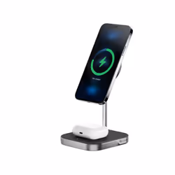 ALOGIC MSP21CS15W chargeur d'appareils mobiles Casque, Smartphone Noir, Argent Recharge sans fil Charge rapide Intérieure