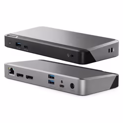 ALOGIC DUPRMX2-100, Avec fil, USB 3.2 Gen 1 (3.1 Gen 1) Type-C, 135 W, 3,5 mm, 1000 Mbit/s, Gris, Noir