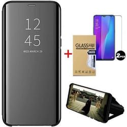Housse - Xiaomi - Redmi 9C - Étui Folio - 2 Films Protecteurs - Cuir et Silicone - Noir