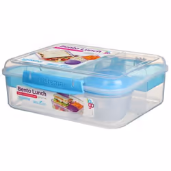 Sistema 1.65L Bento Lunch TO GO, Boîte, Rectangulaire, 1,65 L, Bleu, Transparent, Plastique, Dévissable