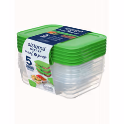 Sistema 59165 boîte hermétique alimentaire Rectangulaire contenant 0,87 L Vert, Transparent 5 pièce(s)