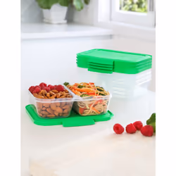 Sistema 59165 boîte hermétique alimentaire Rectangulaire contenant 0,87 L Vert, Transparent 5 pièce(s)