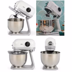 Robot Pâtissier - Blanc - 5L - 1200W - 6 Vitesses - Acier Inoxydable
