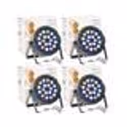 Pack de 4 Projecteurs Par Ibiza Light THINPAR-18X1W RGB - DMX Télécommande Extra-plats LED Soirée Dj Club Fête Discothèque