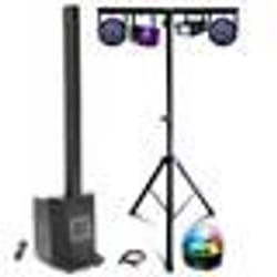 Pack Sono DJ Enceinte colonne avec caisson 480W RMS 10/25cm BST MEGAMAX-TOWER - 5 Effets Lumière LED - Support Lumière - Soirée