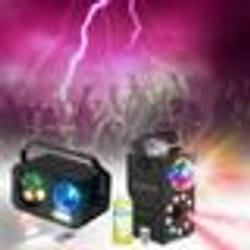 Pack Lumières IBIZA LIGHT - Jeu Lumière 3-en-1 Gobo Strobe Astro - Machine Fumée LEDS RGB FOGGY-ASTRO Dj Soirée Anniversaire Cadeau