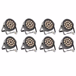 Pack de 8 Projecteurs Par Ibiza Light THINPAR-18X1RGB - Soirée Dj Club Fête Discothèque DMX Télécommande Extra-plats LED