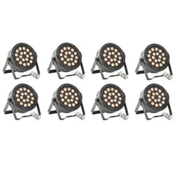 Pack de 8 Projecteurs Par Ibiza Light THINPAR-18X1RGB - Soirée Dj Club Fête Discothèque DMX Télécommande Extra-plats LED