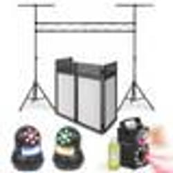 Pack Lumière Machine Fumée LED 700W - Portique Ibiza SLB001 - Régie Booth DS30 - 2 Lyres Wash 30W - Soirée Fête Dj Mariage Pro
