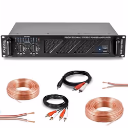 Pack Ampli Sono Ibiza Sound 2 x 800W AMP1000MKII - Câble HP Haut Parleur 3m - Câble RCA/RCA - Câble PC/RCA