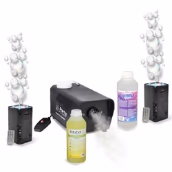 Pack Lumière Machine fumée 400W Party Light & Sound PARTY-SM400 - 2 Machines à Bulle LED BUBBLE-DREAM - Liquides inclus - Soi ...