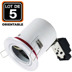 5 Supports Spot BBC Orientable Blanc IP20 avec Douille GU10