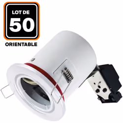 Lot de 50 Supports Spot BBC Blanc avec Douille GU10 Ce support de spot spécialement conçu pour le respect du label BBC (Batim ...